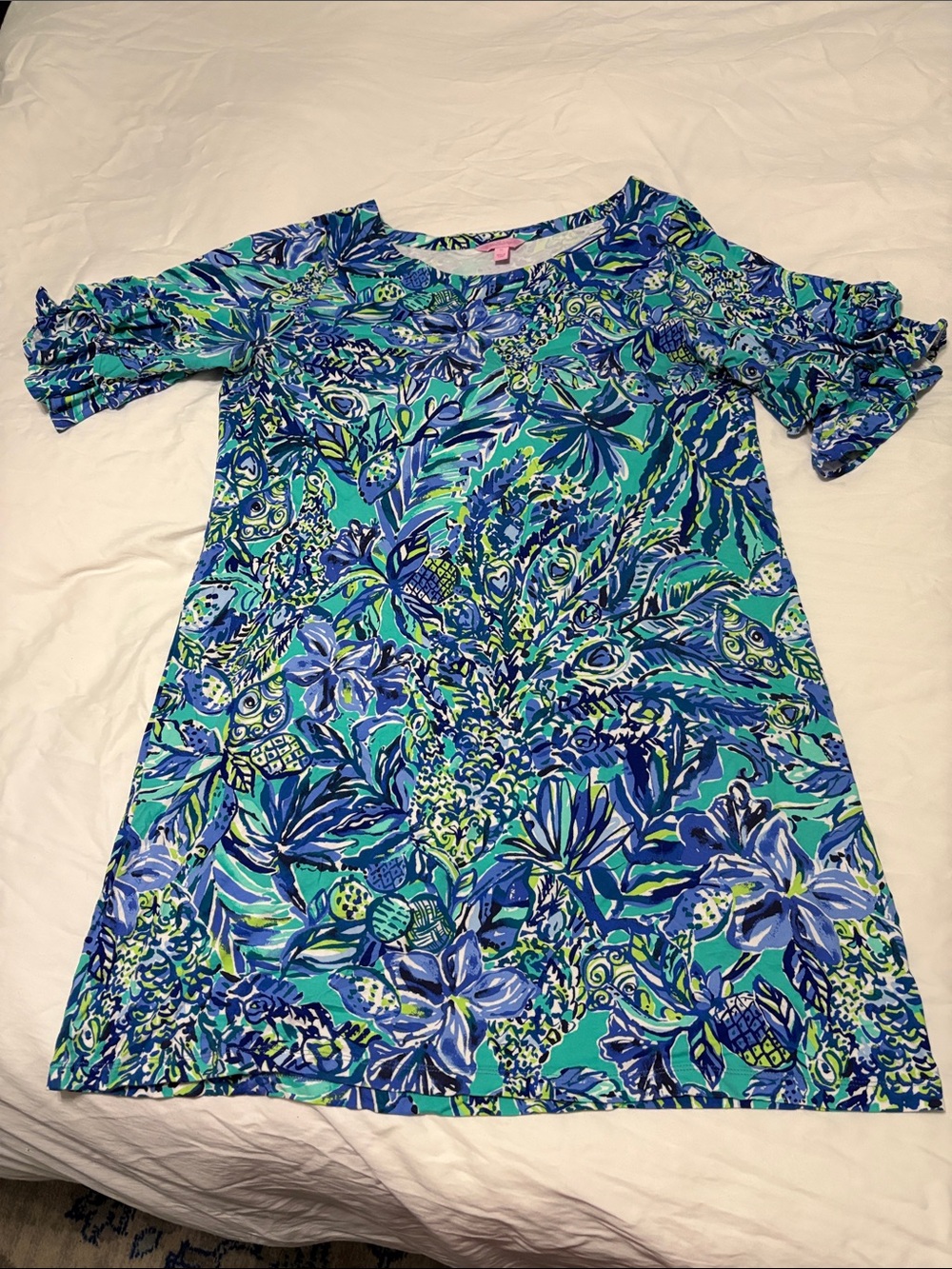 Lilly Pulitzer Blue and Aqua Floral Shift Dress